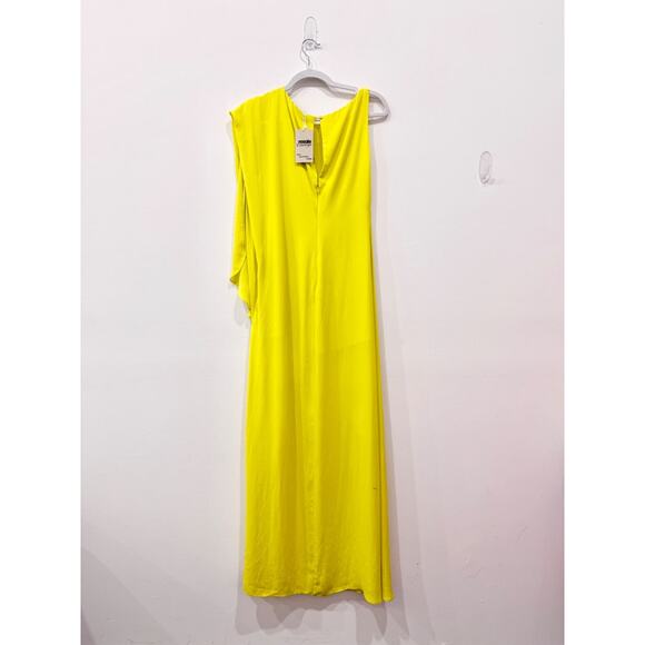 BCBGMaxazria Janus One-Shoulder Slit Formal Long Gown Bright Lime Women's Size 2 - Picture 4 of 6